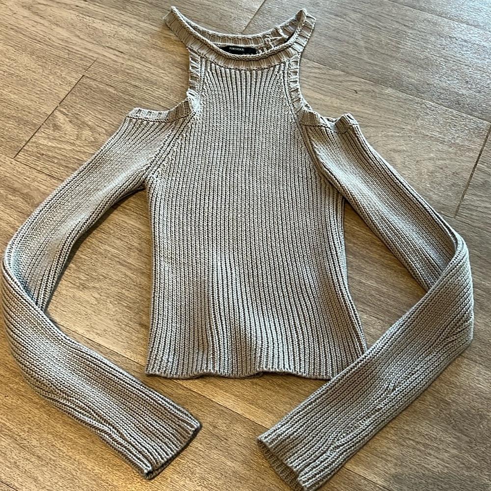Forever 21 gray sweater with open shoulders